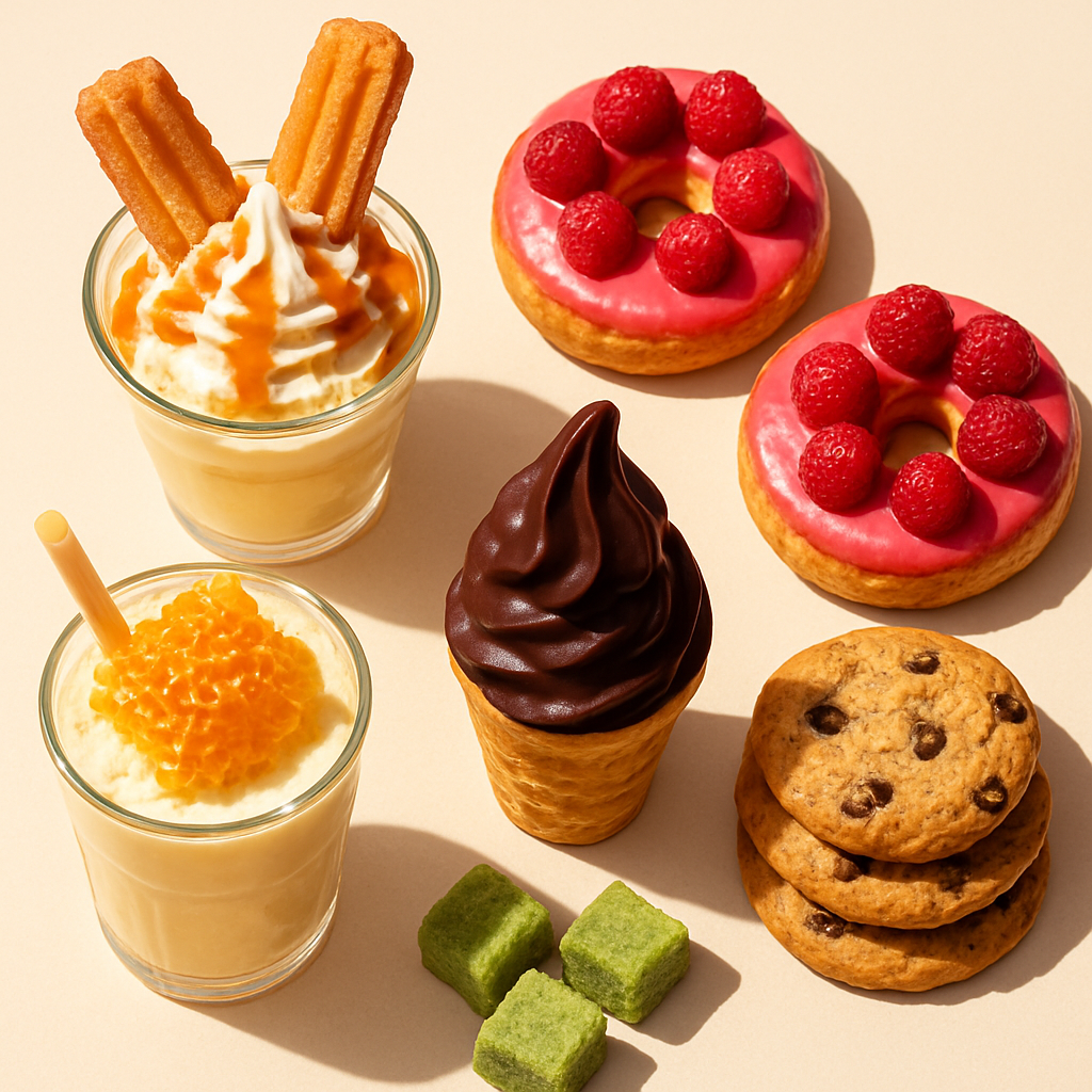 A colorful spread of gourmet desserts from Flavas Treats