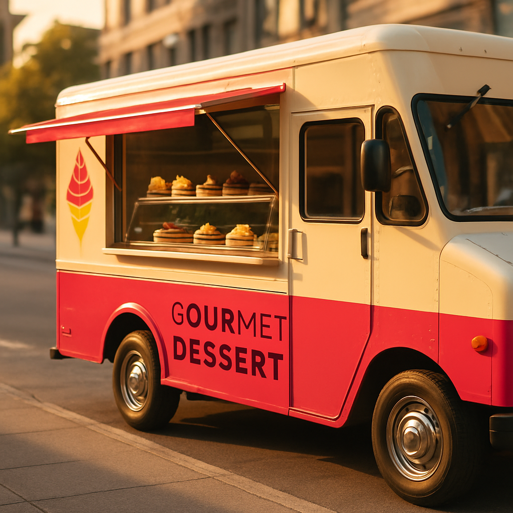 The Flavas Treats gourmet dessert truck parked on a city street
